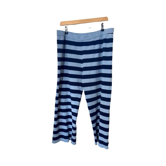 BOHME Joey Striped Wide Leg Pants in Navy Size XL Worn Once - Picture 4 of 9